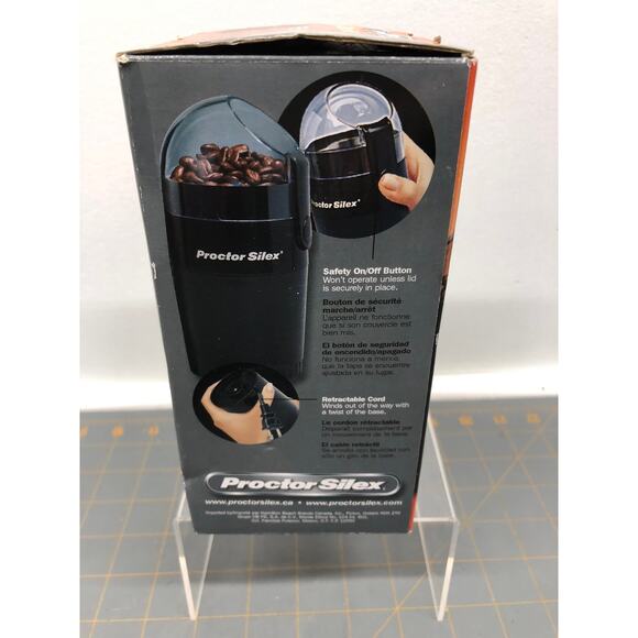 Proctor Silex Black Coffee Grinder Fresh Grind Spices Retractable Cord New - Picture 3 of 6